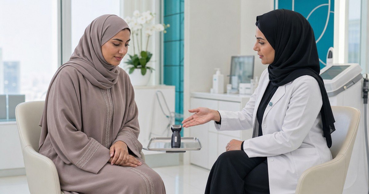 استشارة طبيبة حول الحلاقة الآمنة قبل جلسة الليزر في عيادات بسمة الحياة