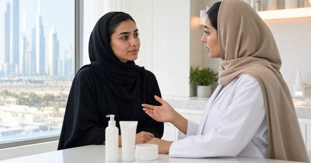 استشارة عن روتين البشرة الدهنية في الإمارات