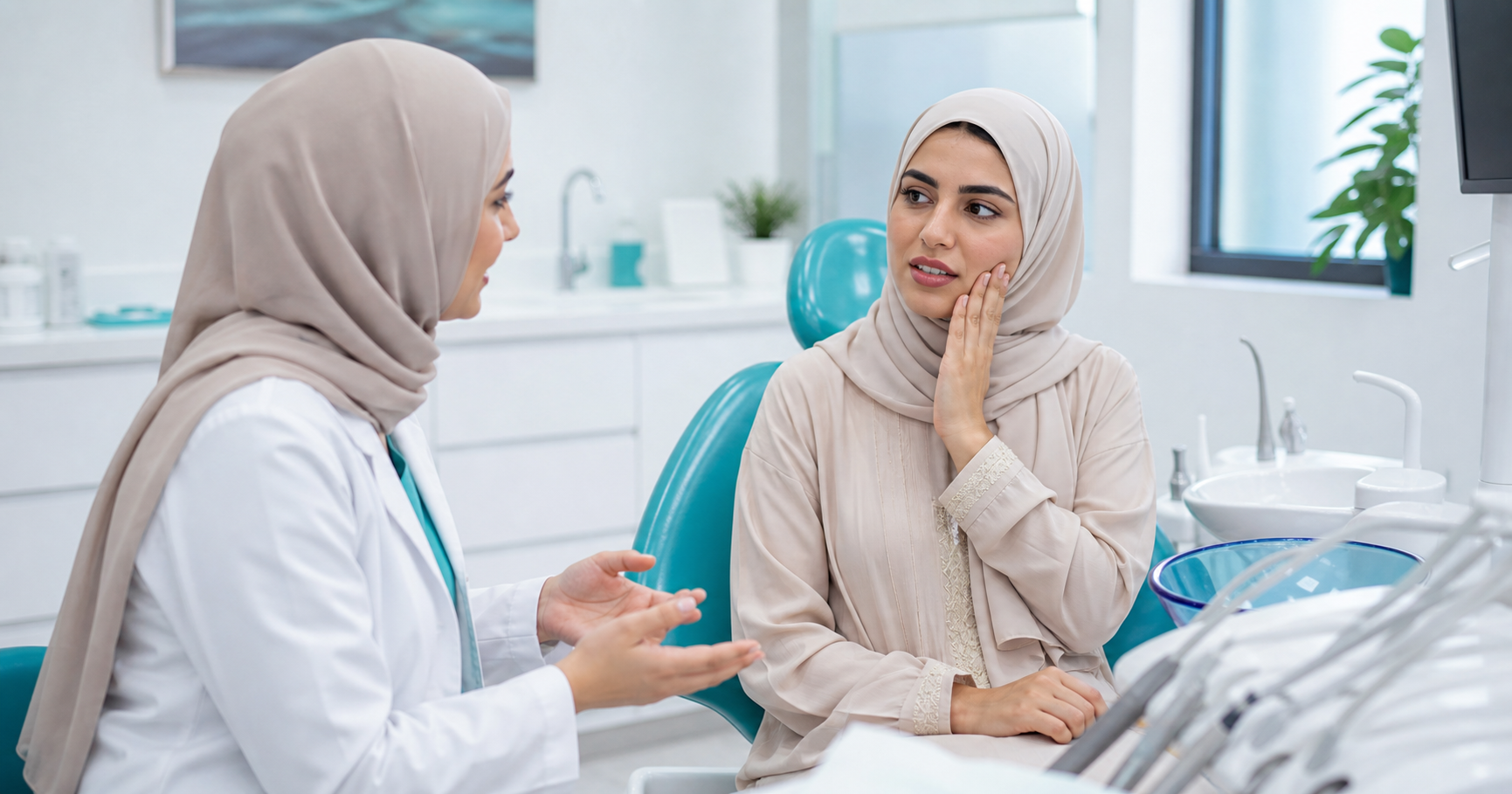 حساسية الأسنان بعد التبييض داخل عيادة أسنان حديثة