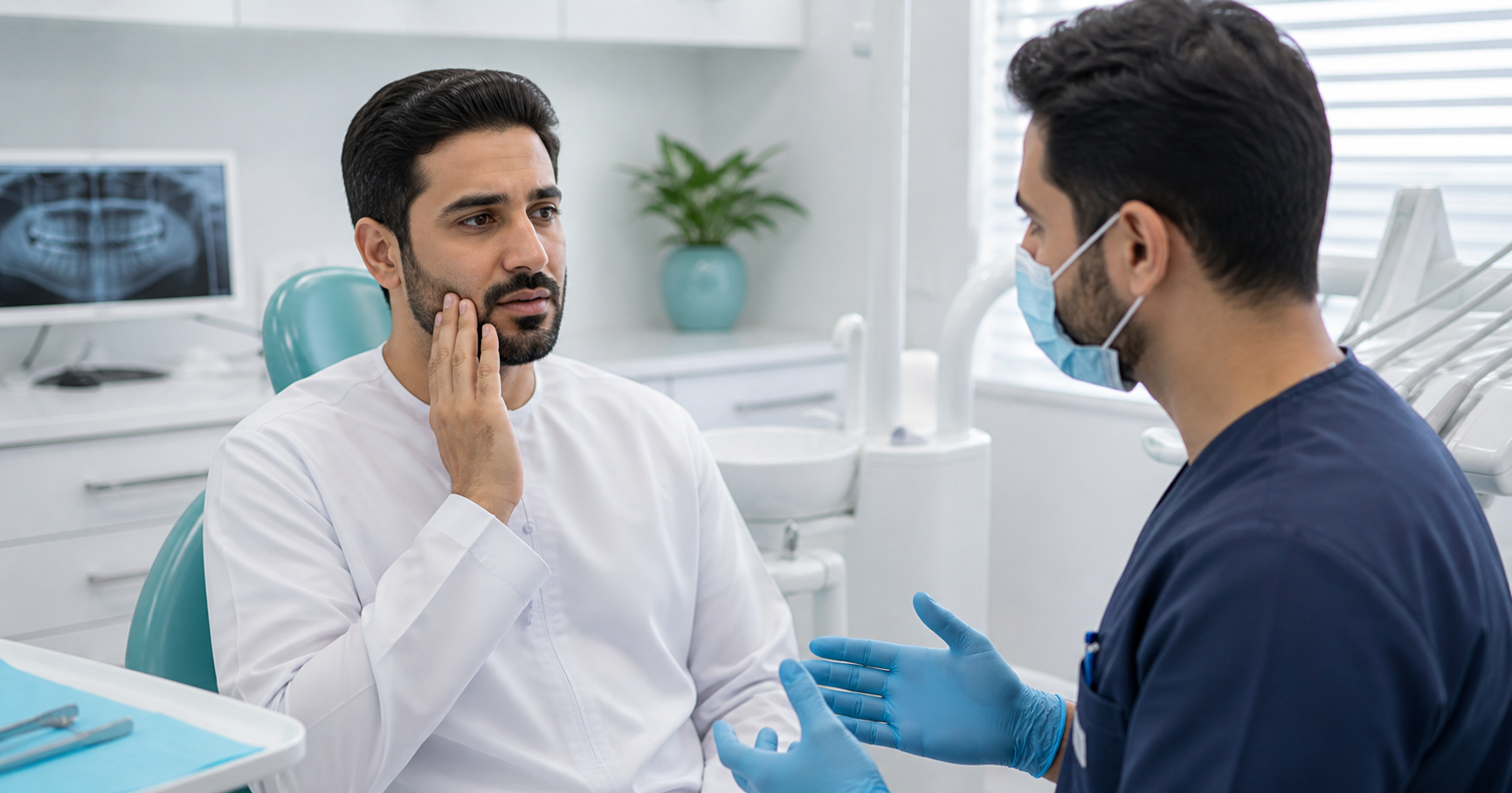 فحص حساسية الأسنان في عيادة أسنان حديثة
