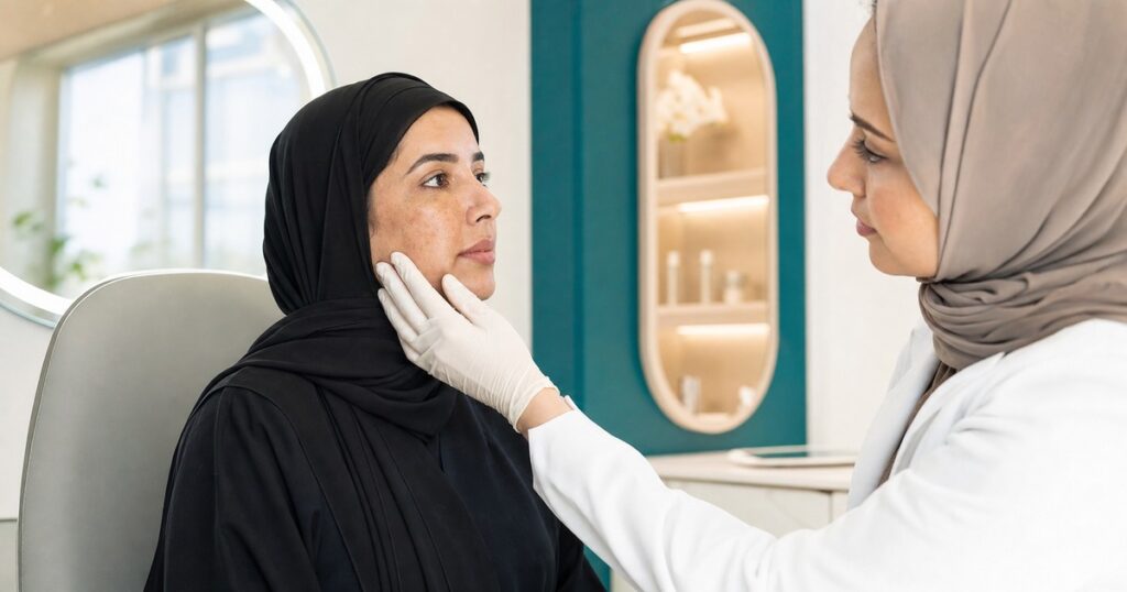 فحص آثار الحبوب الحمراء والبنية