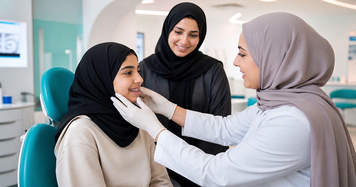 فحص الإطباق لدى طبيب تقويم في رأس الخيمة