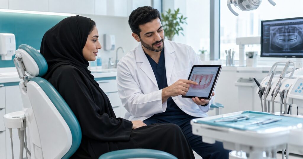 استشارة أسنان في عيادة حديثة داخل الإمارات