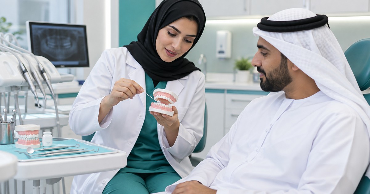شرح طبيب الأسنان للعناية بالفم