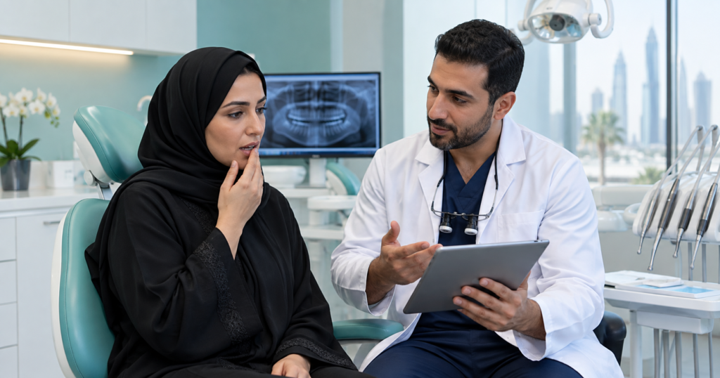Mouth breathing and oral health dental consultation at Basmat Al Hayat Medical Center